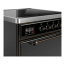 ILVE Majestic III 30-Inch Induction Range with 4 Induction Elements and Solid Door Electric Oven in Glossy Black with Burnished Trim (UMIB30QNR3BKB)