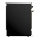 ILVE Majestic III 30-Inch Induction Range with 4 Induction Elements and Solid Door Electric Oven in Glossy Black with Burnished Trim (UMIB30QNR3BKB)