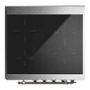 ILVE Majestic III 30-Inch Induction Range with 4 Induction Elements and Solid Door Electric Oven in Glossy Black with Burnished Trim (UMIB30QNR3BKB)
