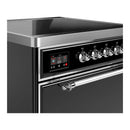 ILVE Majestic III 30-Inch Induction Range with 4 Induction Elements and Solid Door Electric Oven in Glossy Black with Chrome Trim (UMIB30QNR3BKC)
