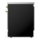 ILVE Majestic III 30-Inch Induction Range with 4 Induction Elements and Solid Door Electric Oven in Glossy Black with Brass Trim (UMIB30QNR3BKG)