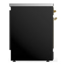 ILVE Majestic III 30-Inch Induction Range with 4 Induction Elements and Solid Door Electric Oven in Glossy Black with Brass Trim (UMIB30QNR3BKG)
