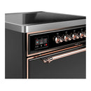 ILVE Majestic III 30-Inch Induction Range with 4 Induction Elements and Solid Door Electric Oven in Glossy Black with Copper Trim (UMIB30QNR3BKP)
