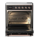 ILVE Majestic III 30-Inch Induction Range with 4 Induction Elements and Solid Door Electric Oven in Glossy Black with Copper Trim (UMIB30QNR3BKP)
