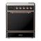 ILVE Majestic III 30-Inch Induction Range with 4 Induction Elements and Solid Door Electric Oven in Glossy Black with Copper Trim (UMIB30QNR3BKP)