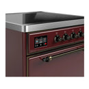 ILVE Majestic III 30-Inch Induction Range with 4 Induction Elements and Solid Door Electric Oven in Burgundy with Burnished Trim (UMIB30QNR3BUB)