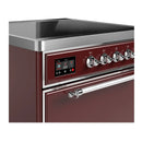 ILVE Majestic III 30-Inch Induction Range with 4 Induction Elements and Solid Door Electric Oven in Burgundy with Chrome Trim (UMIB30QNR3BUC)