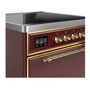 ILVE Majestic III 30-Inch Induction Range with 4 Induction Elements and Solid Door Electric Oven in Burgundy with Brass Trim (UMIB30QNR3BUG)