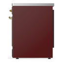 ILVE Majestic III 30-Inch Induction Range with 4 Induction Elements and Solid Door Electric Oven in Burgundy with Brass Trim (UMIB30QNR3BUG)