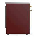 ILVE Majestic III 30-Inch Induction Range with 4 Induction Elements and Solid Door Electric Oven in Burgundy with Brass Trim (UMIB30QNR3BUG)