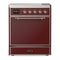 ILVE Majestic III 30-Inch Induction Range with 4 Induction Elements and Solid Door Electric Oven in Burgundy with Copper Trim (UMIB30QNR3BUP)
