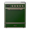 ILVE Majestic III 30-Inch Induction Range with 4 Induction Elements and Solid Door Electric Oven in Emerald Green with Copper Trim (UMIB30QNR3EGP)