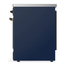 ILVE Majestic III 30-Inch Induction Range with 4 Induction Elements and Solid Door Electric Oven in Mightnight Blue with Burnished Trim (UMIB30QNR3MBB)