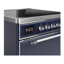 ILVE Majestic III 30-Inch Induction Range with 4 Induction Elements and Solid Door Electric Oven in Mightnight Blue with Chrome Trim (UMIB30QNR3MBC)
