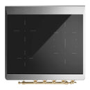 ILVE Majestic III 30-Inch Induction Range with 4 Induction Elements and Solid Door Electric Oven in Mightnight Blue with Brass Trim (UMIB30QNR3MBG)