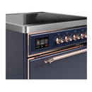 ILVE Majestic III 30-Inch Induction Range with 4 Induction Elements and Solid Door Electric Oven in Mightnight Blue with Copper Trim (UMIB30QNR3MBP)