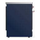 ILVE Majestic III 30-Inch Induction Range with 4 Induction Elements and Solid Door Electric Oven in Mightnight Blue with Copper Trim (UMIB30QNR3MBP)