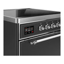 ILVE Majestic III 30-Inch Induction Range with 4 Induction Elements and Solid Door Electric Oven in Matte Graphite with Chrome Trim (UMIB30QNR3MGC)