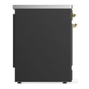 ILVE Majestic III 30-Inch Induction Range with 4 Induction Elements and Solid Door Electric Oven in Matte Graphite with Brass Trim (UMIB30QNR3MGG)