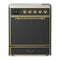 ILVE Majestic III 30-Inch Induction Range with 4 Induction Elements and Solid Door Electric Oven in Matte Graphite with Brass Trim (UMIB30QNR3MGG)