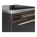 ILVE Majestic III 30-Inch Induction Range with 4 Induction Elements and Solid Door Electric Oven in Matte Graphite with Copper Trim (UMIB30QNR3MGP)