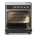 ILVE Majestic III 30-Inch Induction Range with 4 Induction Elements and Solid Door Electric Oven in Matte Graphite with Copper Trim (UMIB30QNR3MGP)