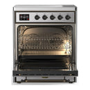 ILVE Majestic III 30-Inch Induction Range with 4 Induction Elements and Solid Door Electric Oven in Stainless Steel with Burnished Trim (UMIB30QNR3SSB)