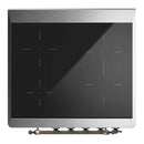 ILVE Majestic III 30-Inch Induction Range with 4 Induction Elements and Solid Door Electric Oven in Stainless Steel with Burnished Trim (UMIB30QNR3SSB)