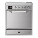 ILVE Majestic III 30-Inch Induction Range with 4 Induction Elements and Solid Door Electric Oven in Stainless Steel with Chrome Trim (UMIB30QNR3SSC)
