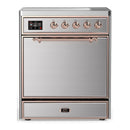 ILVE Majestic III 30-Inch Induction Range with 4 Induction Elements and Solid Door Electric Oven in Stainless Steel with Copper Trim (UMIB30QNR3SSP)