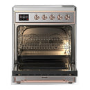 ILVE Majestic III 30-Inch Induction Range with 4 Induction Elements and Solid Door Electric Oven in Stainless Steel with Copper Trim (UMIB30QNR3SSP)