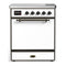 ILVE Majestic III 30-Inch Induction Range with 4 Induction Elements and Solid Door Electric Oven in White with Burnished Trim (UMIB30QNR3WHB)