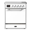 ILVE Majestic III 30-Inch Induction Range with 4 Induction Elements and Solid Door Electric Oven in White with Chrome Trim (UMIB30QNR3WHC)