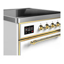 ILVE Majestic III 30-Inch Induction Range with 4 Induction Elements and Solid Door Electric Oven in White with Brass Trim (UMIB30QNR3WHG)
