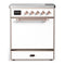 ILVE Majestic III 30-Inch Induction Range with 4 Induction Elements and Solid Door Electric Oven in White with Copper Trim (UMIB30QNR3WHP)