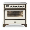 ILVE Majestic III 36-Inch Induction Range with 6 Induction Elements and Triple Glass Door Electric Oven in Antique White with Burnished Trim (UMIB36NR3AWB)