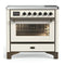 ILVE Majestic III 36-Inch Induction Range with 6 Induction Elements and Triple Glass Door Electric Oven in Antique White with Burnished Trim (UMIB36NR3AWB)