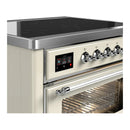 ILVE Majestic III 36-Inch Induction Range with 6 Induction Elements and Triple Glass Door Electric Oven in Antique White with Chrome Trim (UMIB36NR3AWC)