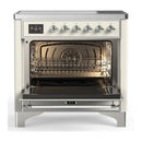 ILVE Majestic III 36-Inch Induction Range with 6 Induction Elements and Triple Glass Door Electric Oven in Antique White with Chrome Trim (UMIB36NR3AWC)
