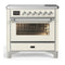 ILVE Majestic III 36-Inch Induction Range with 6 Induction Elements and Triple Glass Door Electric Oven in Antique White with Chrome Trim (UMIB36NR3AWC)