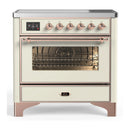 ILVE Majestic III 36-Inch Induction Range with 6 Induction Elements and Triple Glass Door Electric Oven in Antique White with Copper Trim (UMIB36NR3AWP)