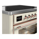 ILVE Majestic III 36-Inch Induction Range with 6 Induction Elements and Triple Glass Door Electric Oven in Antique White with Copper Trim (UMIB36NR3AWP)