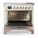 ILVE Majestic III 36-Inch Induction Range with 6 Induction Elements and Triple Glass Door Electric Oven in Antique White with Copper Trim (UMIB36NR3AWP)