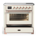 ILVE Majestic III 36-Inch Induction Range with 6 Induction Elements and Triple Glass Door Electric Oven in Antique White with Copper Trim (UMIB36NR3AWP)