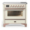 ILVE Majestic III 36-Inch Induction Range with 6 Induction Elements and Triple Glass Door Electric Oven in Antique White with Copper Trim (UMIB36NR3AWP)