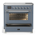 ILVE Majestic III 36-Inch Induction Range with 6 Induction Elements and Triple Glass Door Electric Oven in Blue Grey with Chrome Trim (UMIB36NR3BGC)