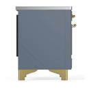ILVE Majestic III 36-Inch Induction Range with 6 Induction Elements and Triple Glass Door Electric Oven in Blue Grey with Brass Trim (UMIB36NR3BGG)