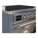 ILVE Majestic III 36-Inch Induction Range with 6 Induction Elements and Triple Glass Door Electric Oven in Blue Grey with Copper Trim (UMIB36NR3BGP)