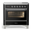 ILVE Majestic III 36-Inch Induction Range with 6 Induction Elements and Triple Glass Door Electric Oven in Glossy Black with Chrome Trim (UMIB36NR3BKC)