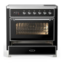 ILVE Majestic III 36-Inch Induction Range with 6 Induction Elements and Triple Glass Door Electric Oven in Glossy Black with Chrome Trim (UMIB36NR3BKC)